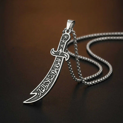 ARABIAN SWORD - 16mm Titanium Steel Pendant with 23inch Round Box 4mm Chain for Men & Boys — SS Pendant/ Necklace for Men | THE MEN THING