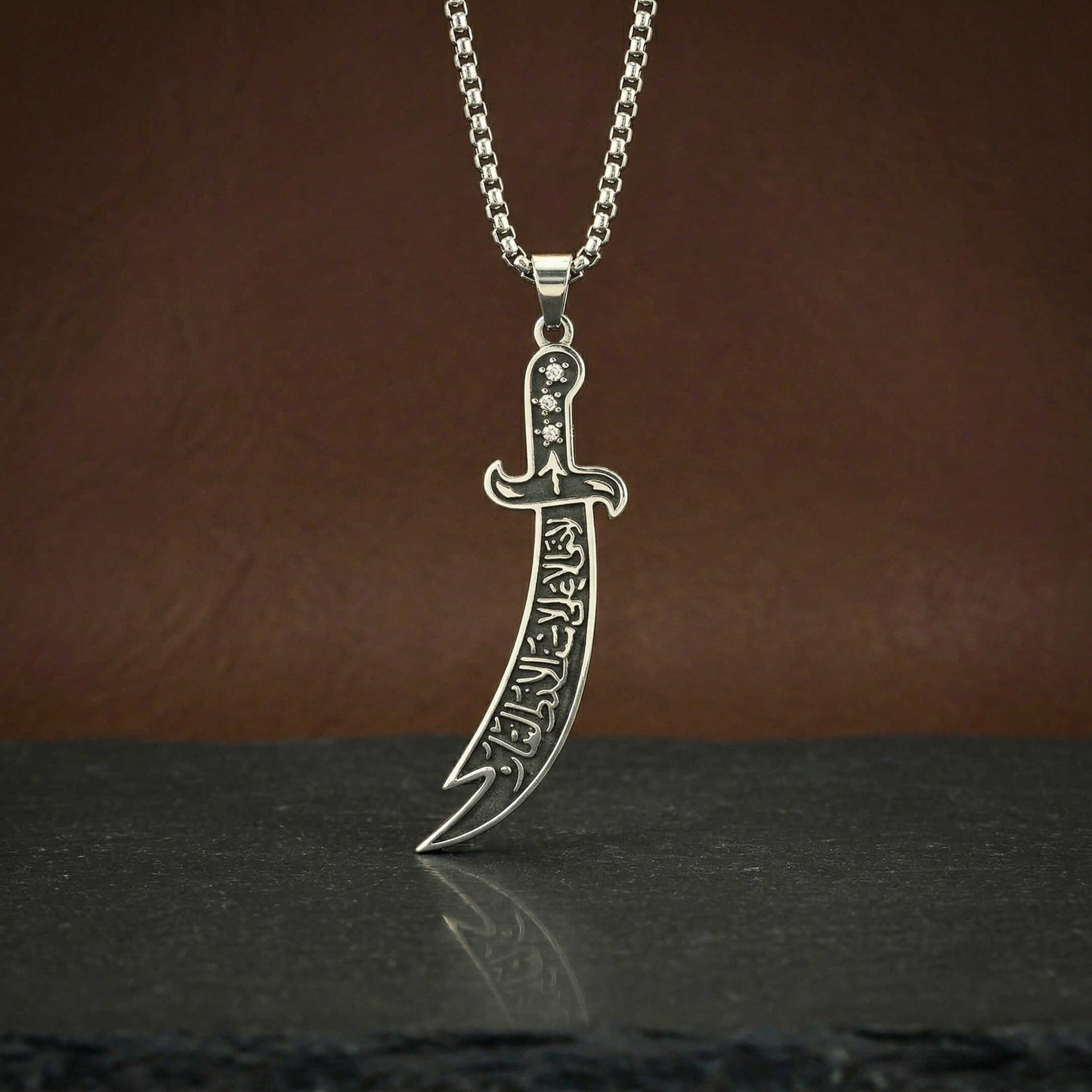 ARABIAN SWORD - 16mm Titanium Steel Pendant with 23inch Round Box 4mm Chain for Men & Boys — SS Pendant/ Necklace for Men | THE MEN THING