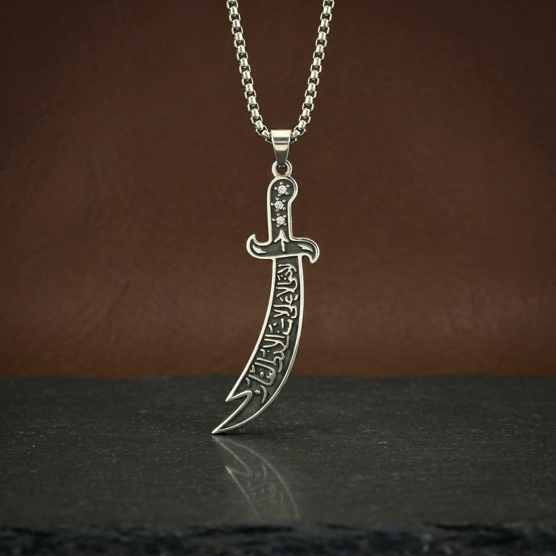 ARABIAN SWORD - 16mm Titanium Steel Pendant with 23inch Round Box 4mm Chain for Men & Boys — SS Pendant/ Necklace for Men | THE MEN THING