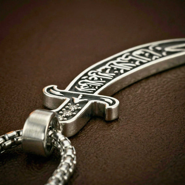ARABIAN SWORD - 16mm Titanium Steel Pendant with 23inch Round Box 4mm Chain for Men & Boys
