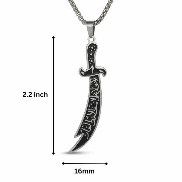 ARABIAN SWORD - 16mm Titanium Steel Pendant with 23inch Round Box 4mm Chain for Men & Boys