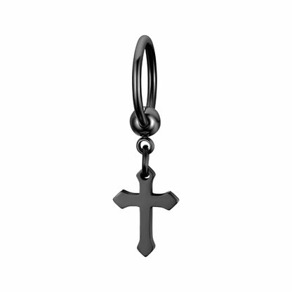 ARCADIA BLACK CROSS DROPS - Titanium Steel Hoop Earrings for Men & Boys (2 Pcs) - THE MEN THING