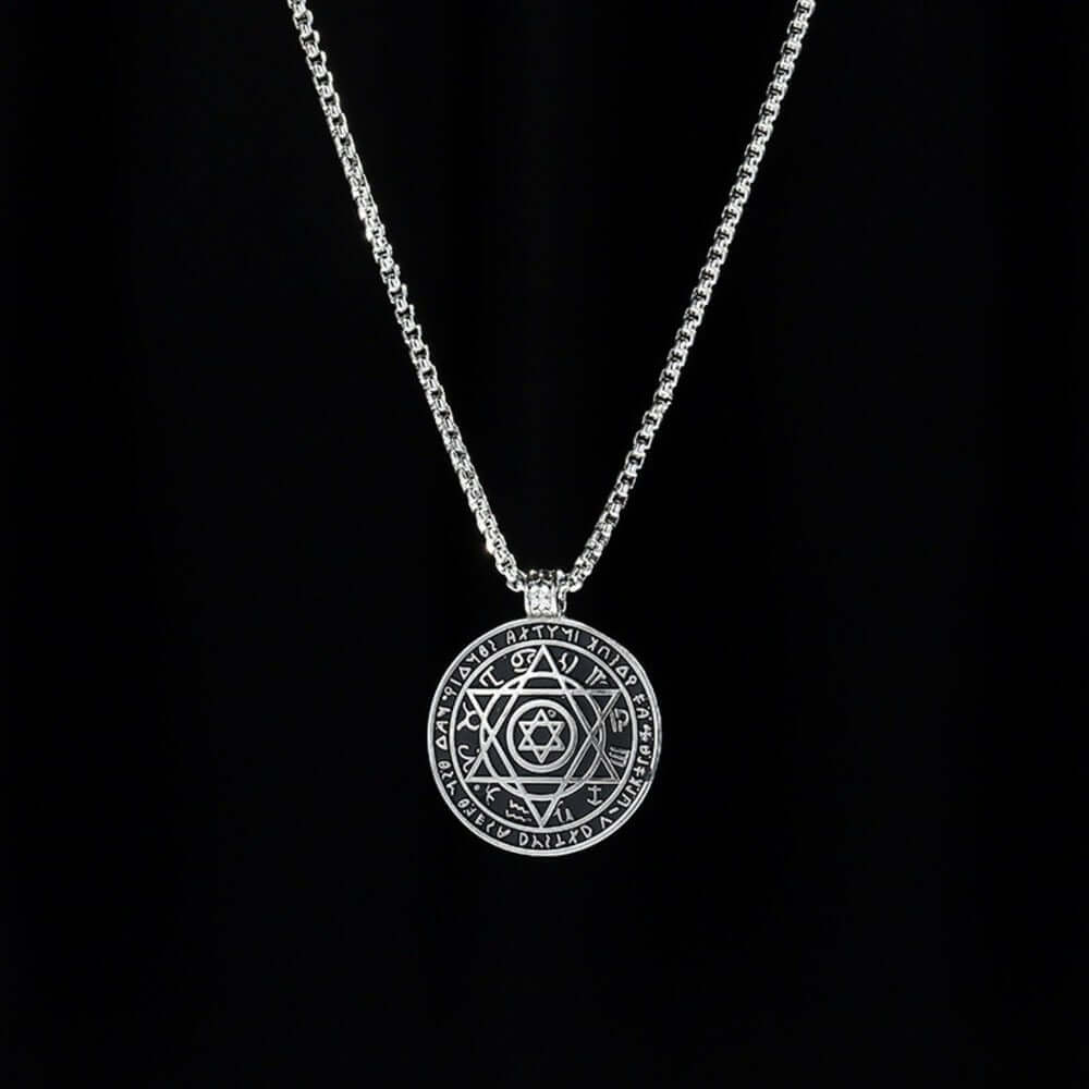 ARCANE HEX SIGIL - 42mm Pure Titanium Steel Pendant with 27inch Round Box 4mm Chain for Men & Boys — SS Pendant/ Necklace for Men | THE MEN THING