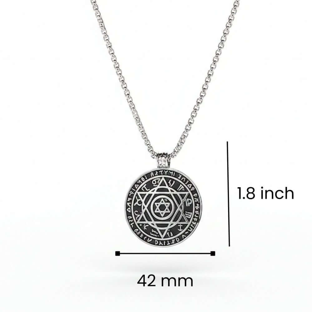 ARCANE HEX SIGIL - 42mm Pure Titanium Steel Pendant with 27inch Round Box 4mm Chain for Men & Boys — SS Pendant/ Necklace for Men | THE MEN THING