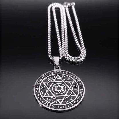 ARCANE HEX SIGIL - 42mm Pure Titanium Steel Pendant with 27inch Round Box 4mm Chain for Men & Boys — SS Pendant/ Necklace for Men | THE MEN THING