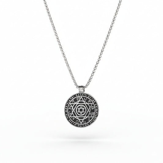 ARCANE HEX SIGIL - 42mm Pure Titanium Steel  Pendant with 27inch Round Box 4mm Chain for Men & Boys - THE MEN THING
