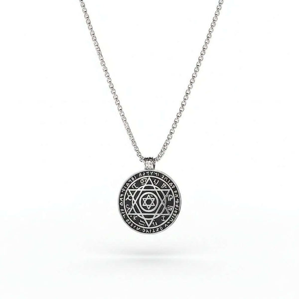 ARCANE HEX SIGIL - 42mm Pure Titanium Steel  Pendant with 27inch Round Box 4mm Chain for Men & Boys
