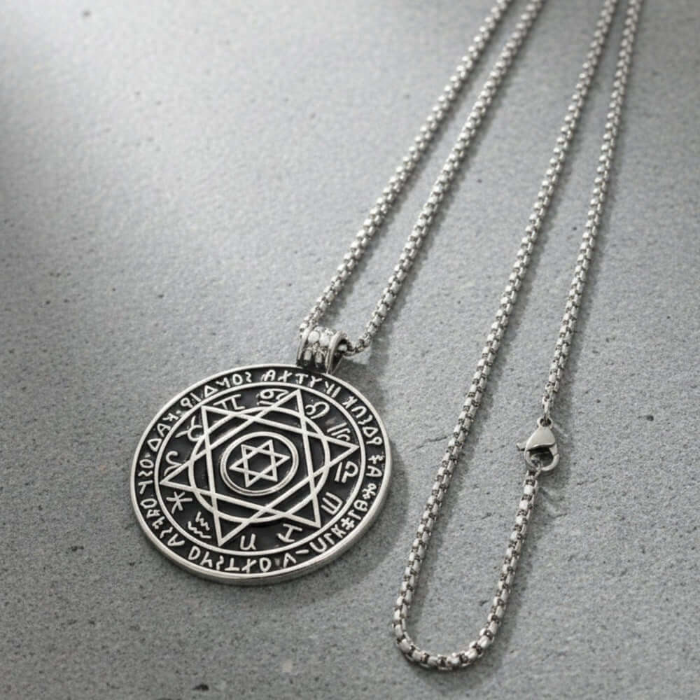 ARCANE HEX SIGIL - 42mm Pure Titanium Steel Pendant with 27inch Round Box 4mm Chain for Men & Boys — SS Pendant/ Necklace for Men | THE MEN THING