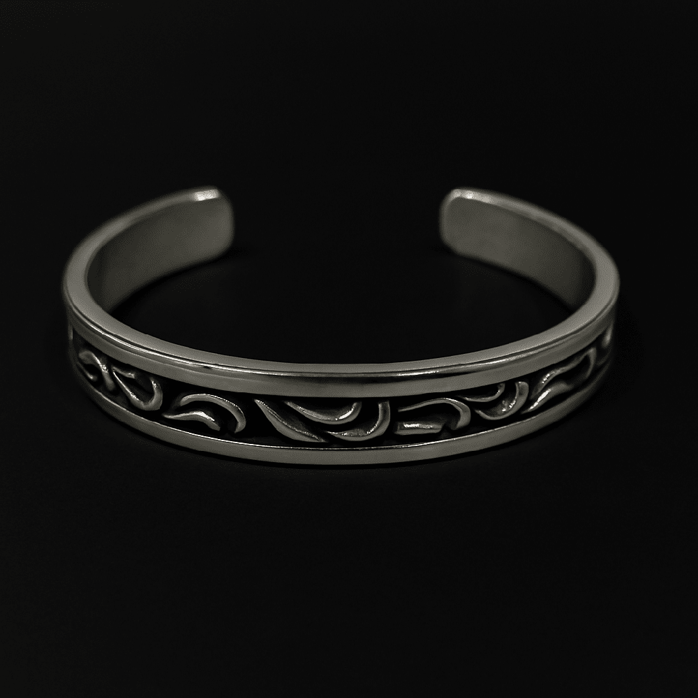 ARCANE - Pure Stainless Steel Open Bangle Bracelet (Adjustable) for Men & Boys - THE MEN THING