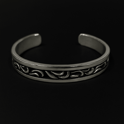 ARCANE - Pure Stainless Steel Open Bangle Bracelet (Adjustable) for Men & Boys - THE MEN THING
