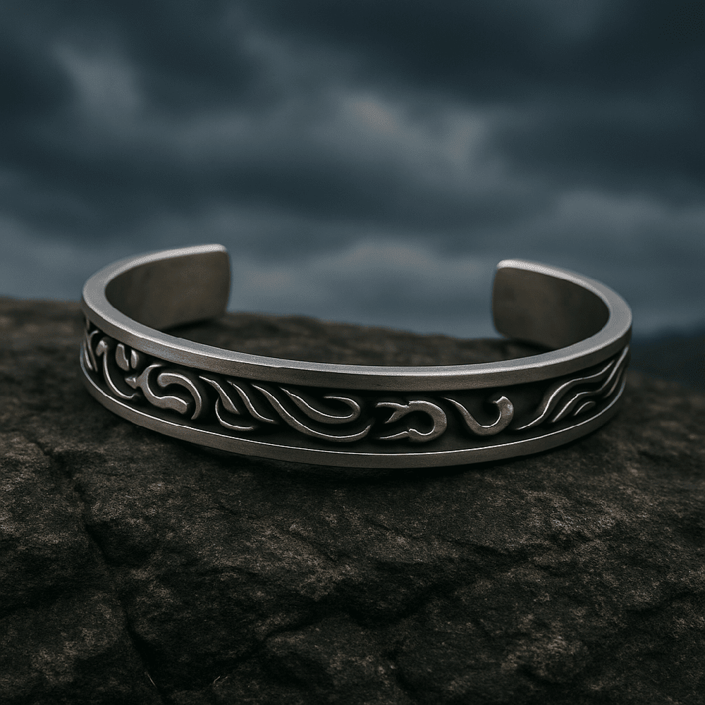 ARCANE - Pure Stainless Steel Open Bangle Bracelet (Adjustable) for Men & Boys - THE MEN THING