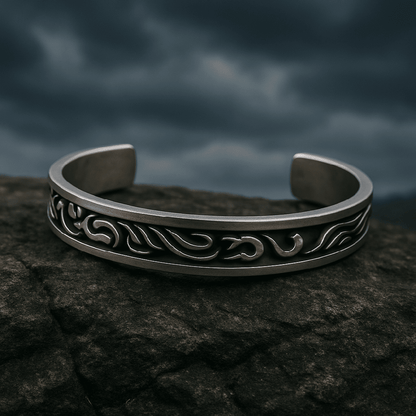 ARCANE - Pure Stainless Steel Open Bangle Bracelet (Adjustable) for Men & Boys - THE MEN THING