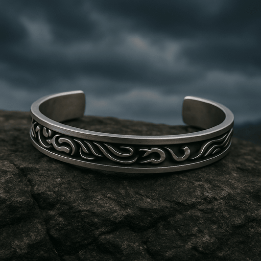 ARCANE - Pure Stainless Steel Open Bangle Bracelet (Adjustable) for Men & Boys - THE MEN THING