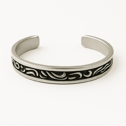 ARCANE - Pure Stainless Steel Open Bangle Bracelet (Adjustable) for Men & Boys - THE MEN THING
