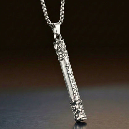 ARCANE SCRIPT BAR - 10mm Pure Titanium Steel Pendant with 27inch Round Box 4mm Chain for Men & Boys - THE MEN THING