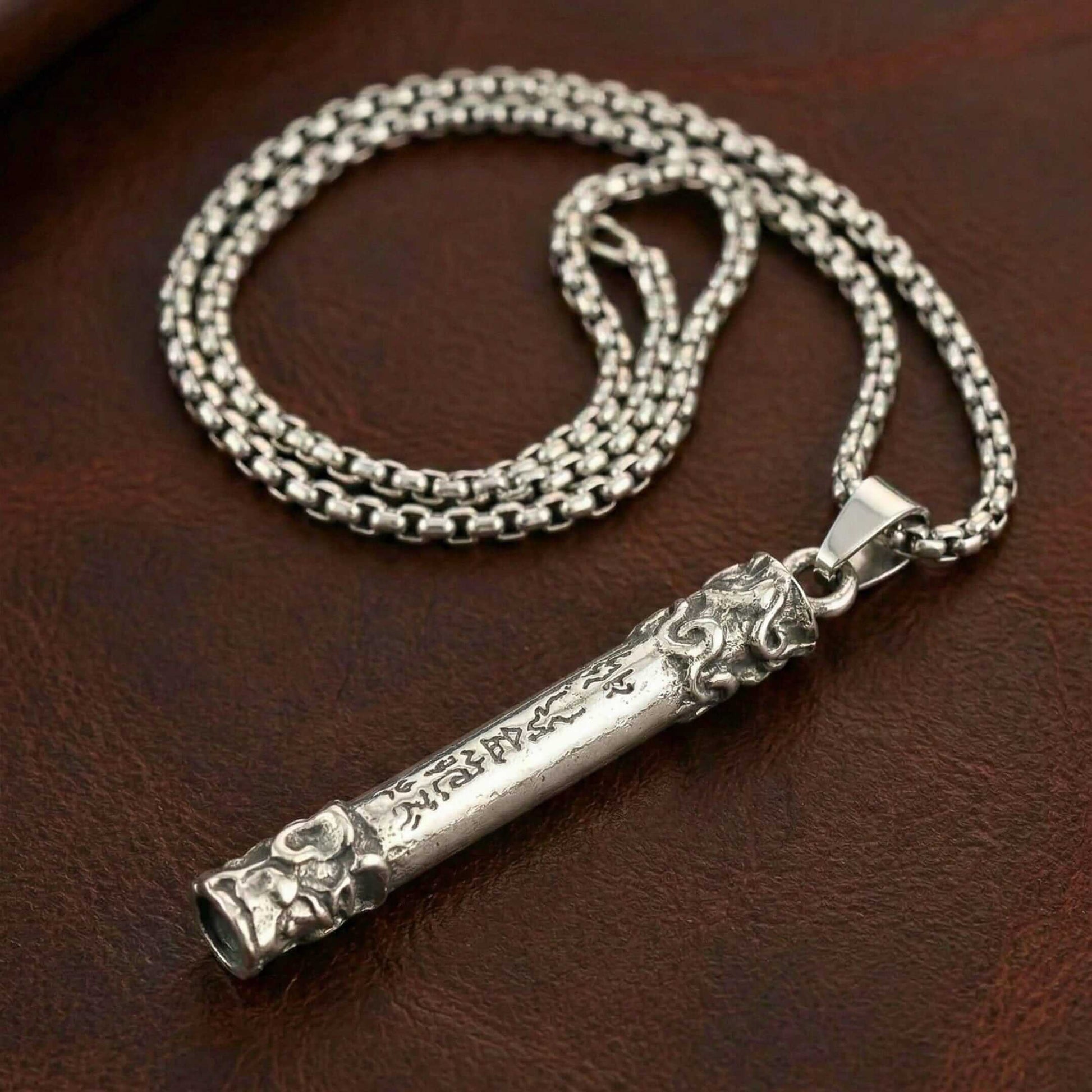 ARCANE SCRIPT BAR - 10mm Pure Titanium Steel Pendant with 27inch Round Box 4mm Chain for Men & Boys - THE MEN THING