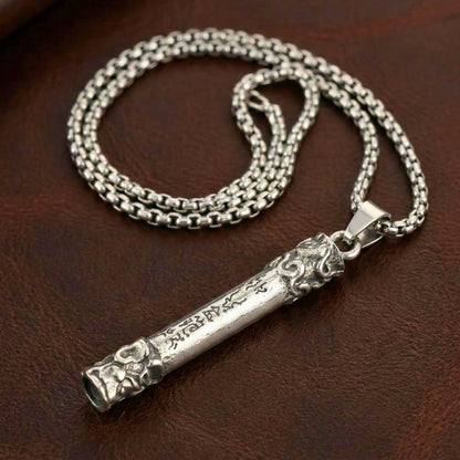 ARCANE SCRIPT BAR - 10mm Pure Titanium Steel Pendant with 27inch Round Box 4mm Chain for Men & Boys - THE MEN THING