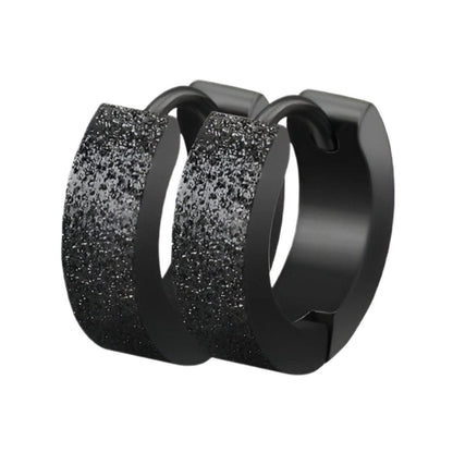 ARCTIC BLACK HALO - 5mm Titanium Steel Hoop Earrings for Men & Boys (2 Pcs) - THE MEN THING