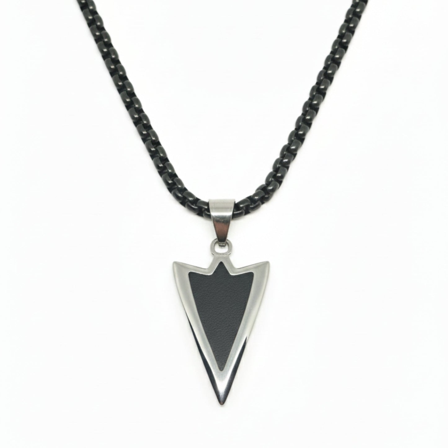 ARROWHEAD - 28mm Pure Titanium Steel  Pendant with 24inch Round Box 5mm Chain for Men & Boys - THE MEN THING