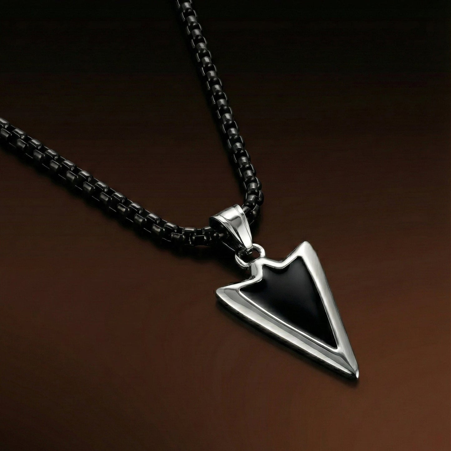 ARROWHEAD - 28mm Pure Titanium Steel  Pendant with 24inch Round Box 5mm Chain for Men & Boys - THE MEN THING