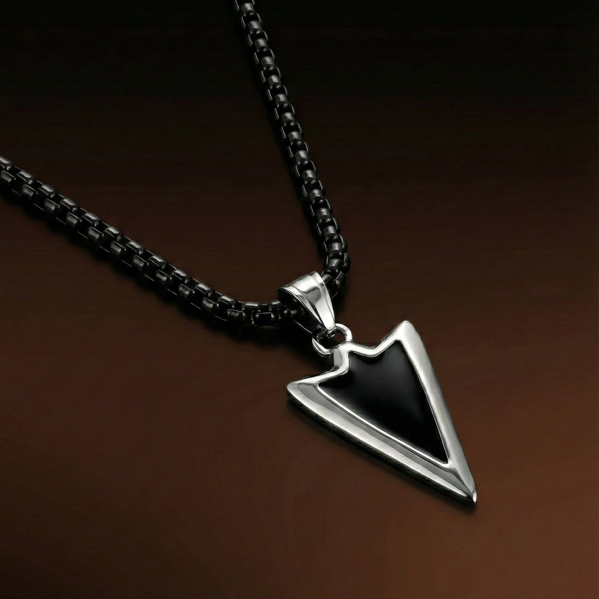 ARROWHEAD - 28mm Pure Titanium Steel  Pendant with 24inch Round Box 5mm Chain for Men & Boys - THE MEN THING