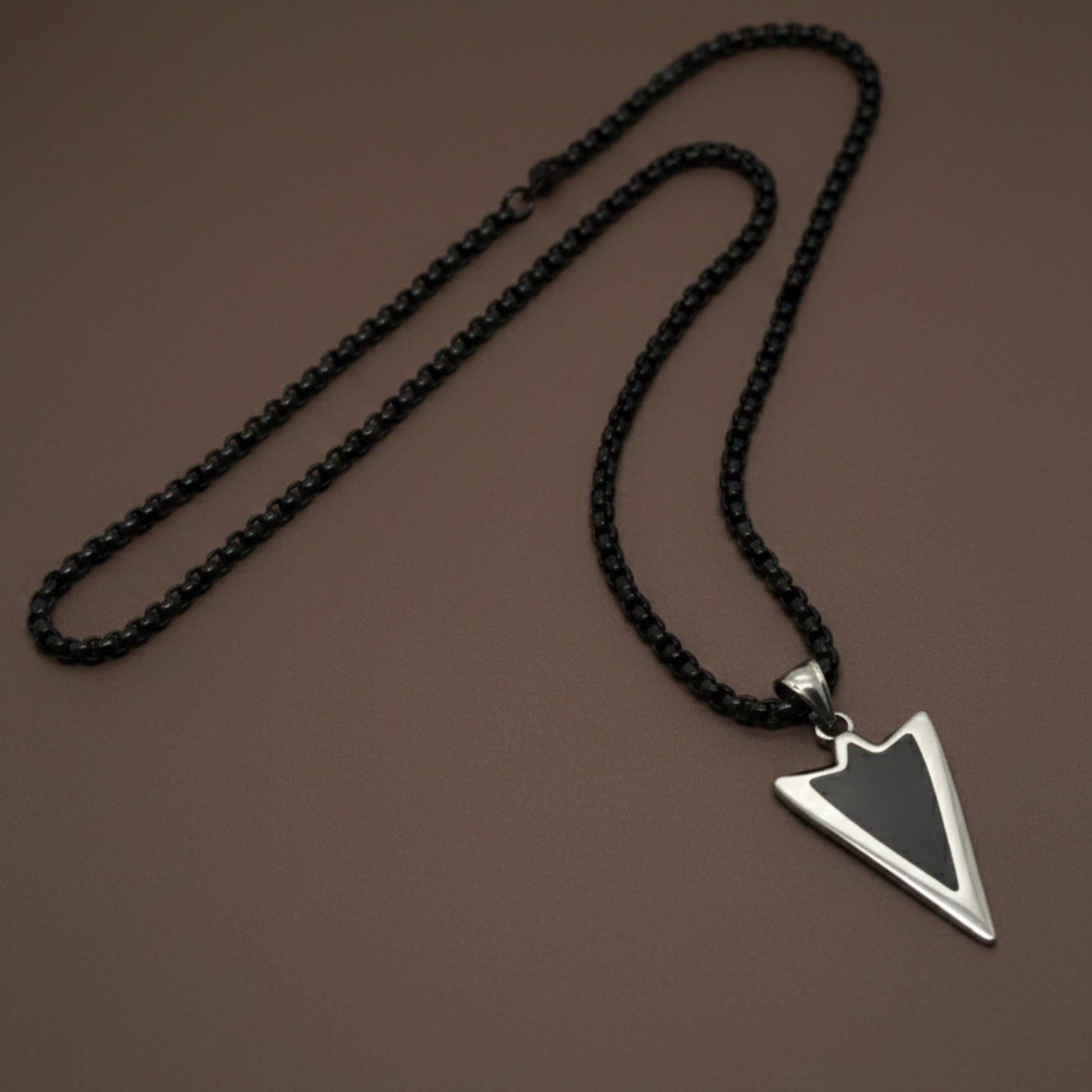 ARROWHEAD - 28mm Pure Titanium Steel  Pendant with 24inch Round Box 5mm Chain for Men & Boys - THE MEN THING