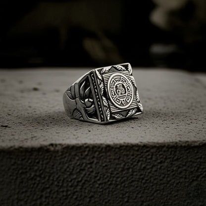 ASGARD CREST RING - Pure Stainless Steel Men’s Steel-Plated Ring – Statement Luxury Jewelry (Size : 17-22-27) - THE MEN THING