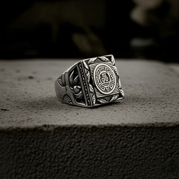 ASGARD CREST RING - Pure Stainless Steel Men’s Steel-Plated Ring – Statement Luxury Jewelry (Size : 17-22-27)