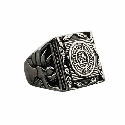 ASGARD CREST RING - Pure Stainless Steel Men’s Steel-Plated Ring – Statement Luxury Jewelry (Size : 17-22-27) - THE MEN THING