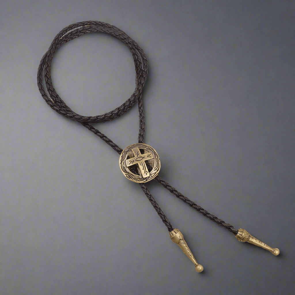 ASTRA FAITH - Retro Alloy Pendant Bolo Tie | Adjustable Genuine Leather Cowboy Necktie Necklace for Men & Boys - THE MEN THING