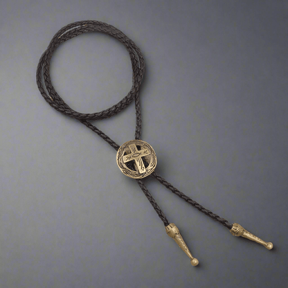 ASTRA FAITH - Retro Alloy Pendant Bolo Tie | Adjustable Genuine Leather Cowboy Necktie Necklace for Men & Boys - THE MEN THING