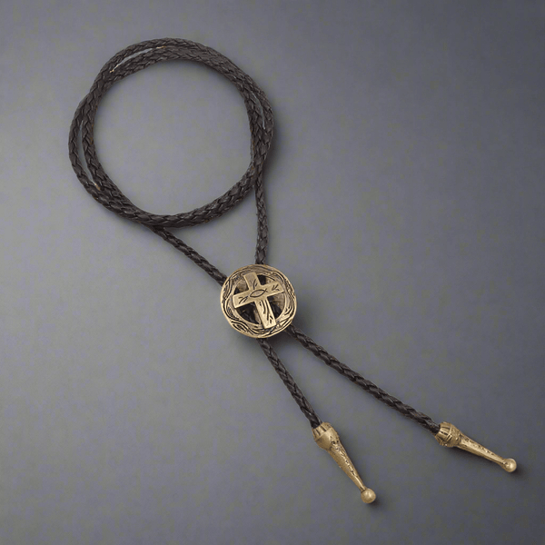 ASTRA FAITH - Retro Alloy Pendant Bolo Tie | Adjustable Genuine Leather Cowboy Necktie Necklace for Men & Boys