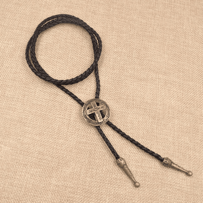 ASTRA FAITH - Retro Alloy Pendant Bolo Tie | Adjustable Genuine Leather Cowboy Necktie Necklace for Men & Boys - THE MEN THING