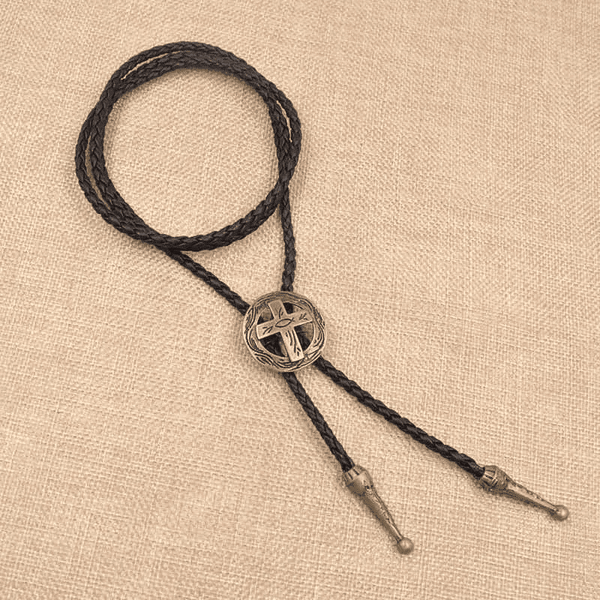 ASTRA FAITH - Retro Alloy Pendant Bolo Tie | Adjustable Genuine Leather Cowboy Necktie Necklace for Men & Boys