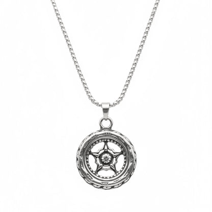 ASTRAL WHEEL - 31mm Titanium Steel Pendant with 24inch Round Box 4mm Chain for Men & Boys - THE MEN THING