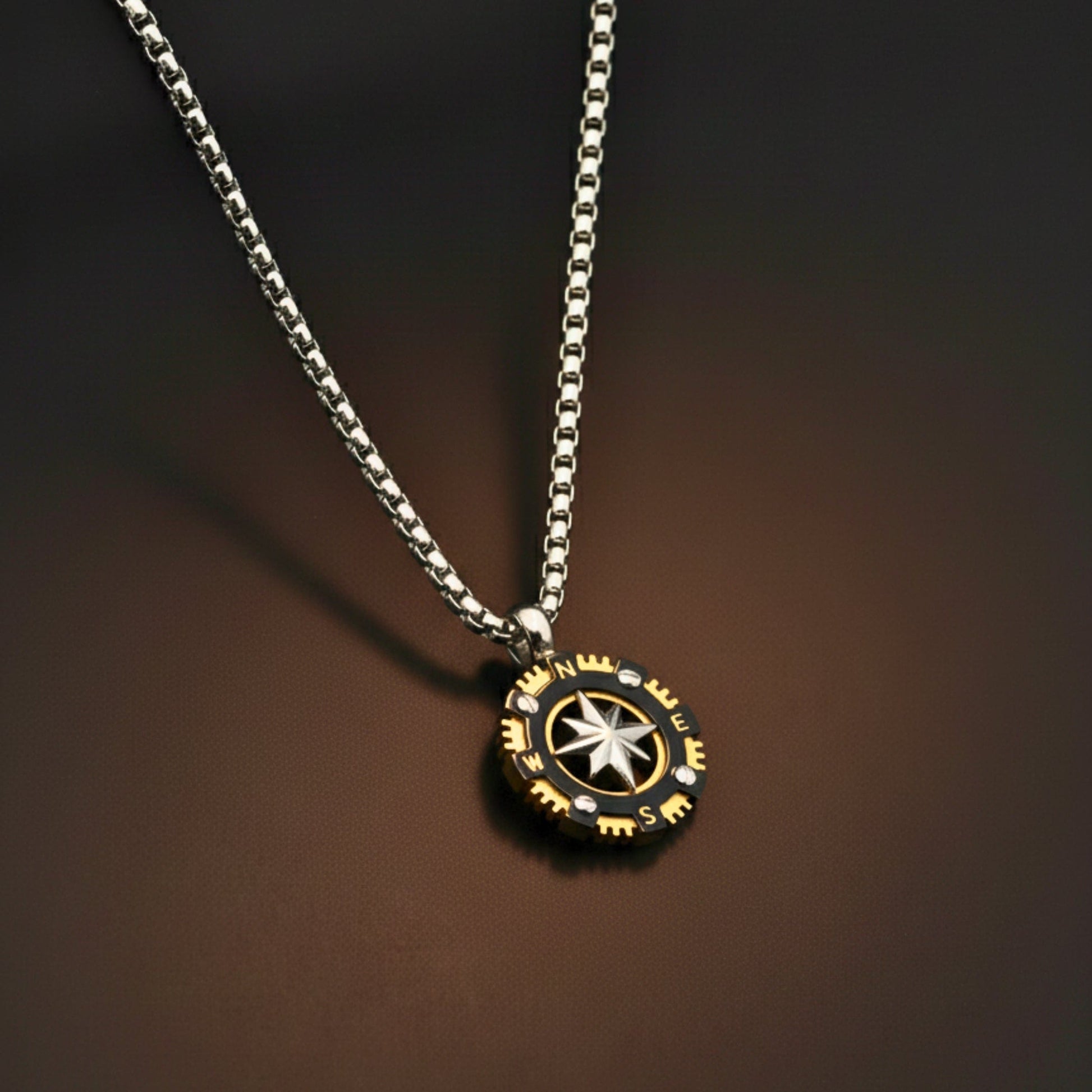ASTRANORTH - 22mm Titanium Steel Pendant with 22inch Round Box 4 mm Chain for Men & Boys - THE MEN THING