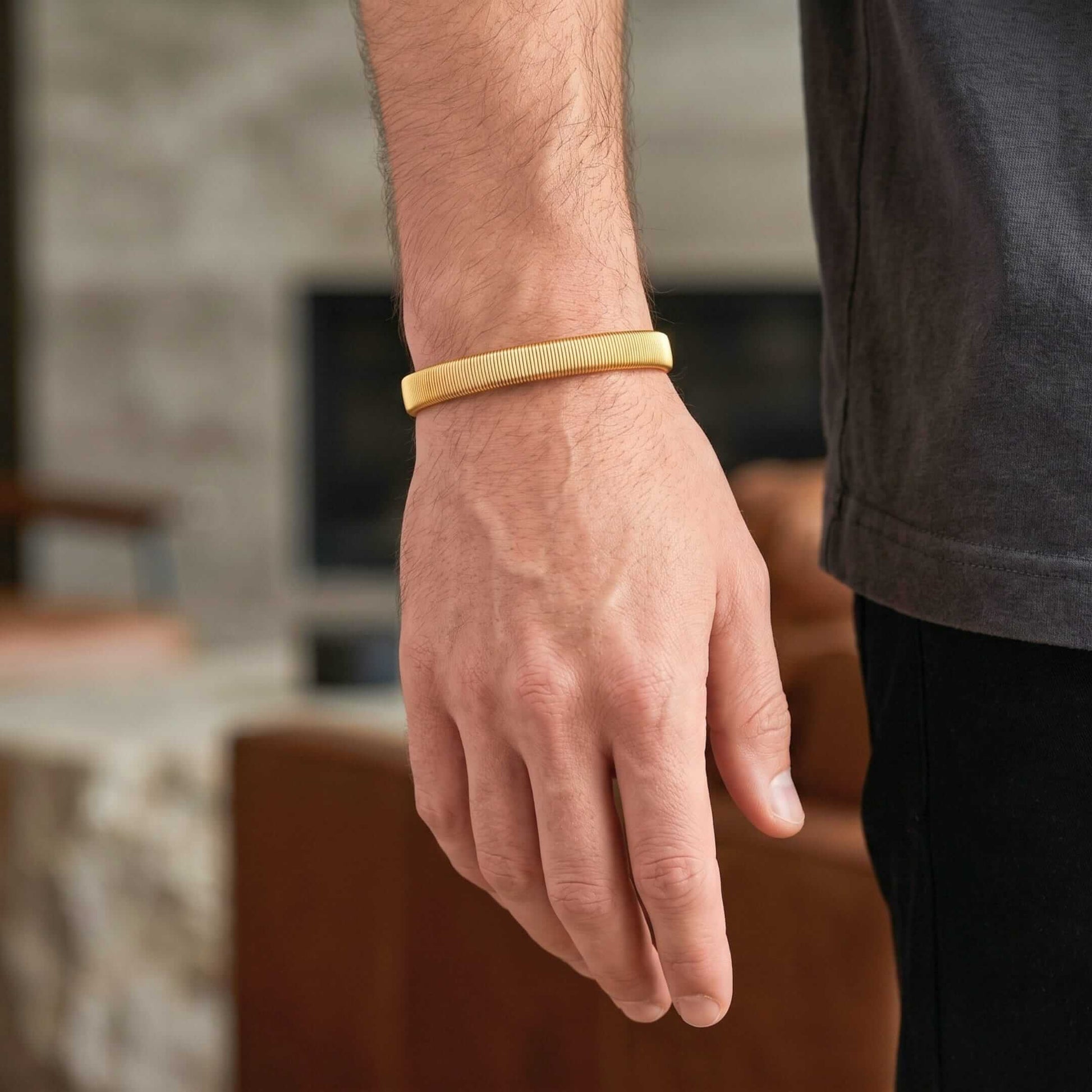 AUREX FLEX - GOLDEN - 11mm Stainless Steel Adjustable  Bracelet for Men & Boys - THE MEN THING
