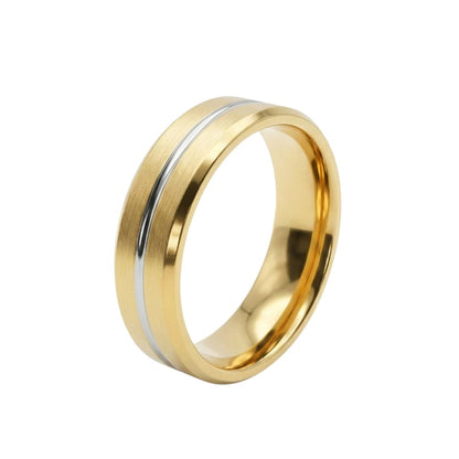 AUREX GOLDEN NOIR RING - Pure Stainless Steel Men’s Gold-Steel Plated Ring (Size : 17-22-27) - THE MEN THING