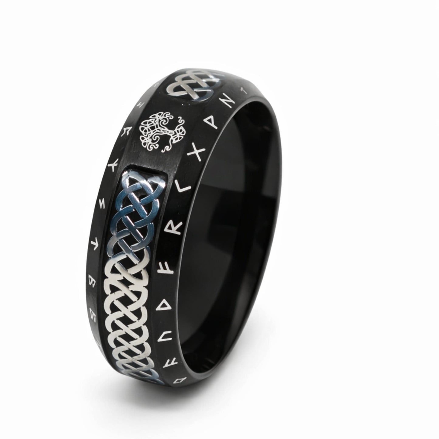 AUREX RUNE - BLACK - Pure Stainless Steel Men’s Steel - Plated Ring (Size : 17-22-26) — Rings for Men | THE MEN THING