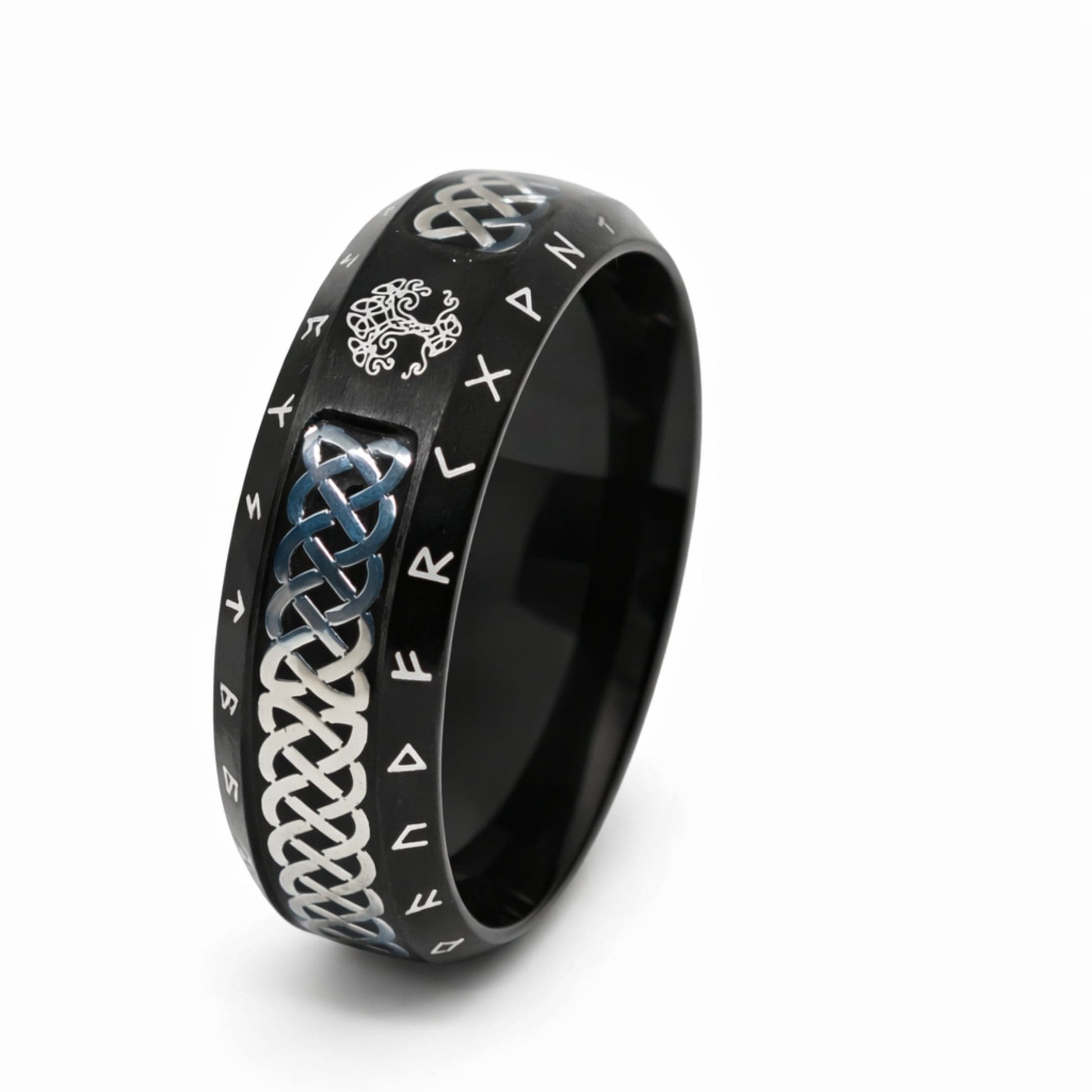 AUREX RUNE - BLACK - Pure Stainless Steel Men’s Steel - Plated Ring (Size : 17-22-26) — Rings for Men | THE MEN THING