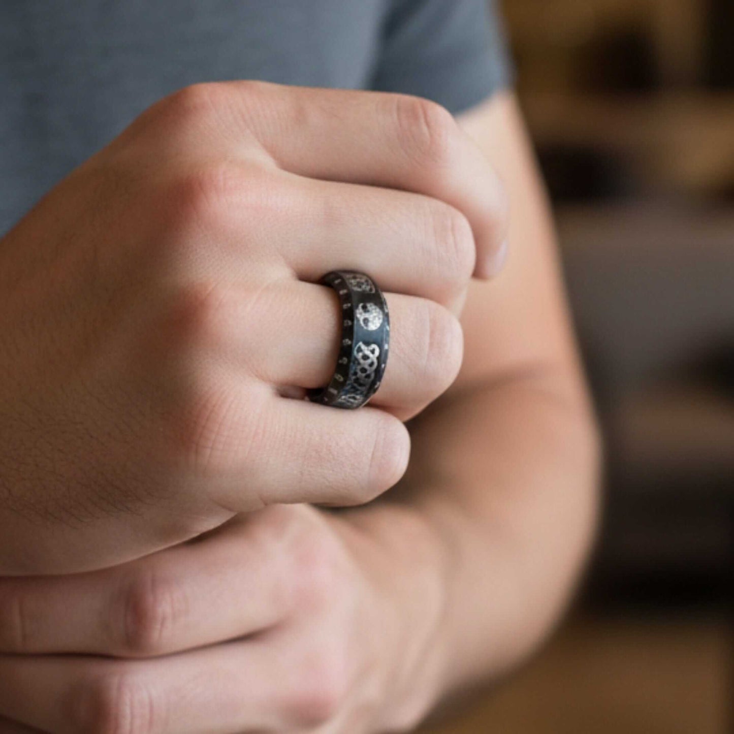 AUREX RUNE - BLACK - Pure Stainless Steel Men’s Steel - Plated Ring (Size : 17-22-26) — Rings for Men | THE MEN THING