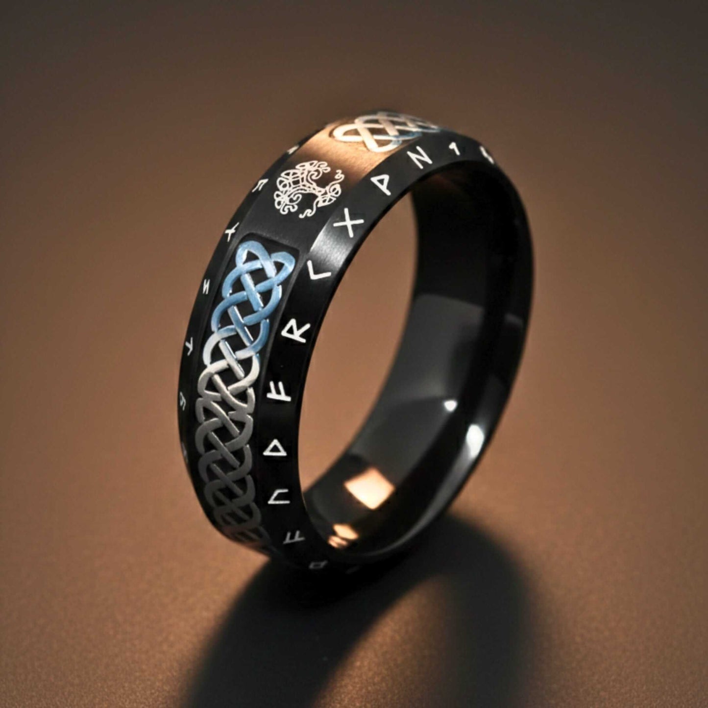 AUREX RUNE - BLACK - Pure Stainless Steel Men’s Steel - Plated Ring (Size : 17-22-26) — Rings for Men | THE MEN THING
