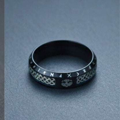 AUREX RUNE - BLACK - Pure Stainless Steel Men’s Steel - Plated Ring (Size : 17-22-26) — Rings for Men | THE MEN THING