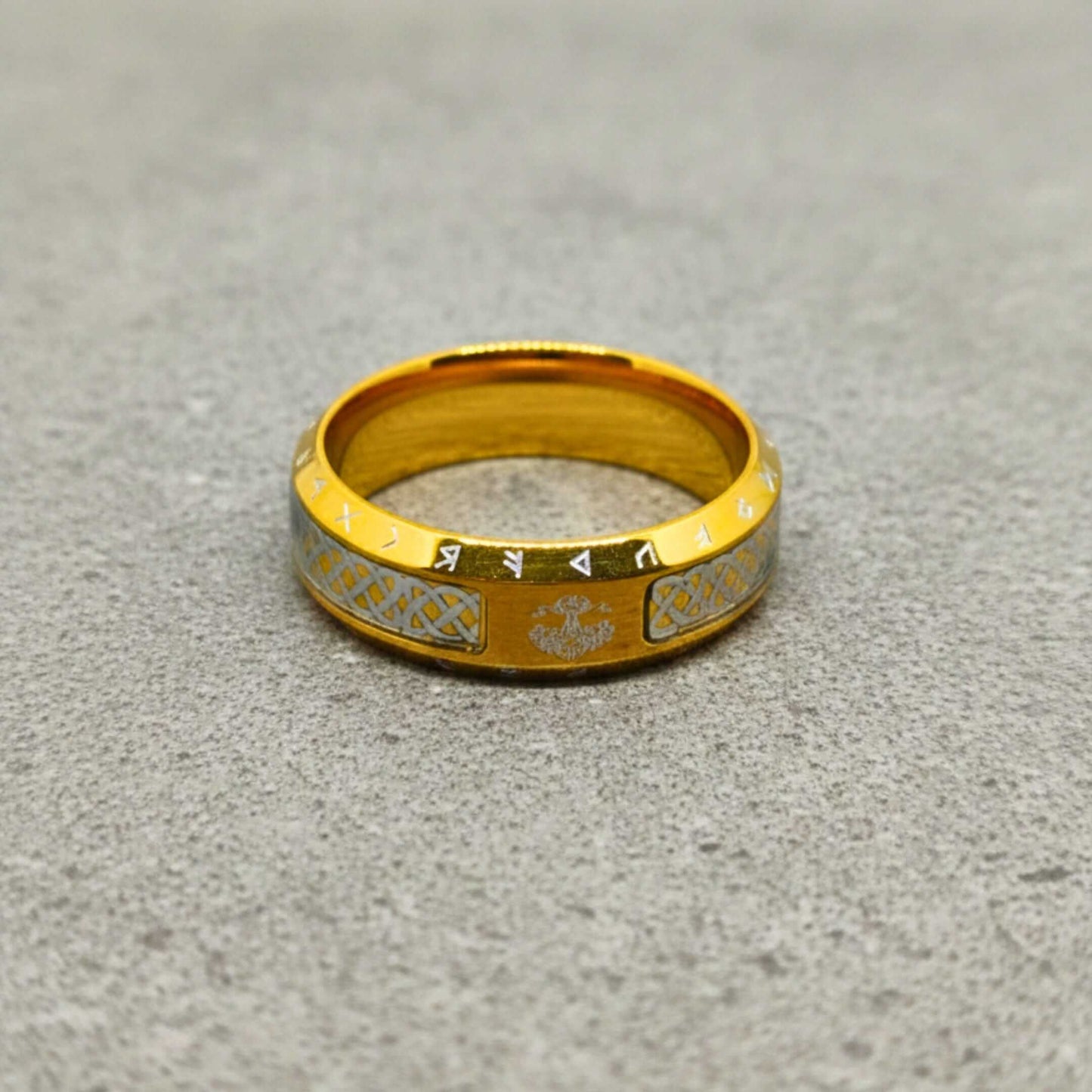 AUREX RUNE - GOLDEN - Pure Stainless Steel Men’s Steel - Plated Ring (Size : 17-22-26) — Rings for Men | THE MEN THING