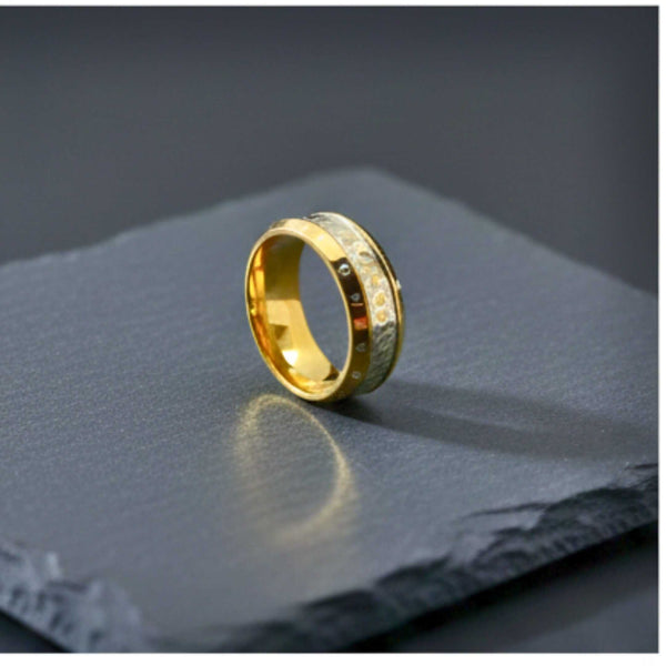AUREX RUNE - GOLDEN - Pure Stainless Steel Men’s Steel - Plated Ring (Size : 17-22-26)