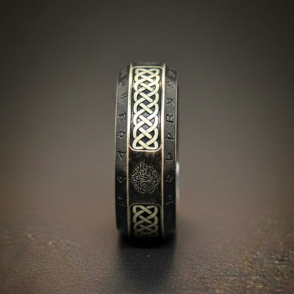 AUREX RUNE - Oxidized Black - Pure Stainless Steel Men’s Black - Plated Ring (Size : 17-22-26) — Rings for Men | THE MEN THING