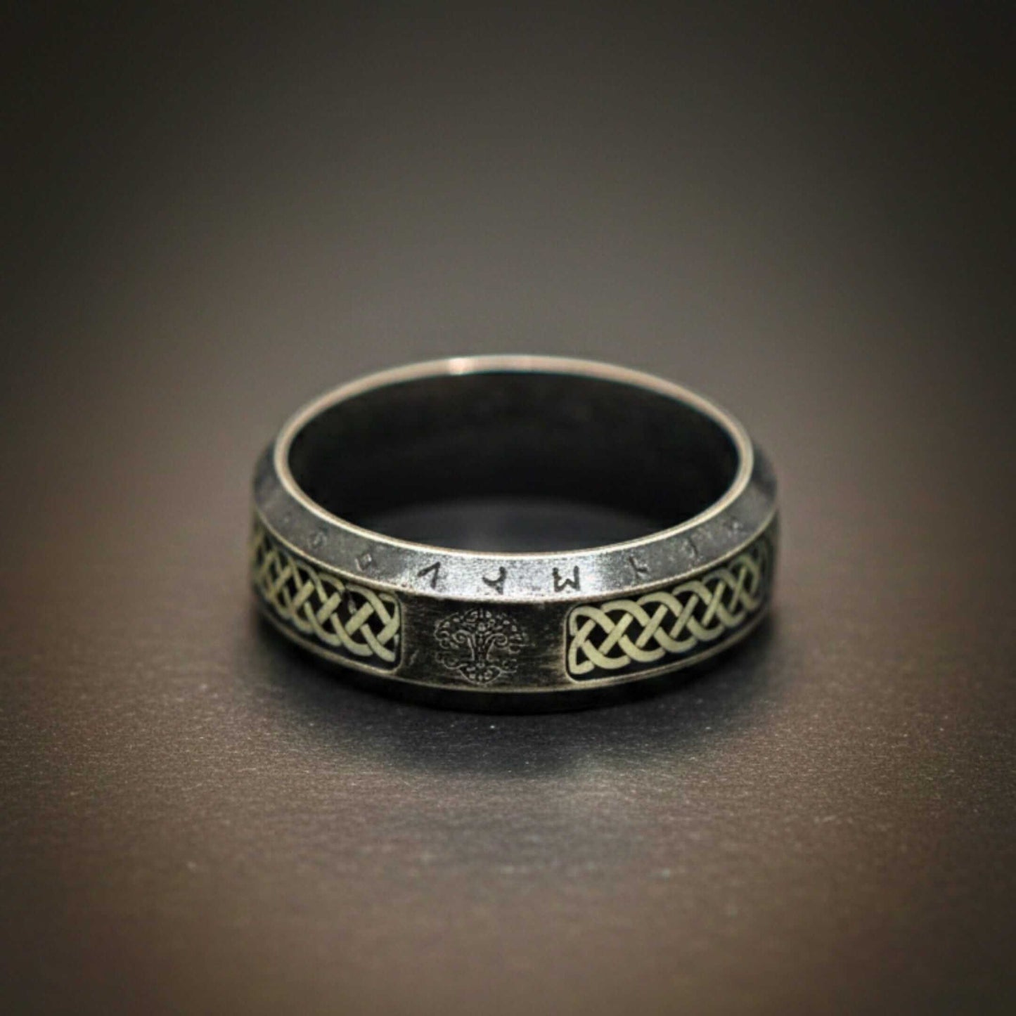 AUREX RUNE - Oxidized Black - Pure Stainless Steel Men’s Black - Plated Ring (Size : 17-22-26) — Rings for Men | THE MEN THING