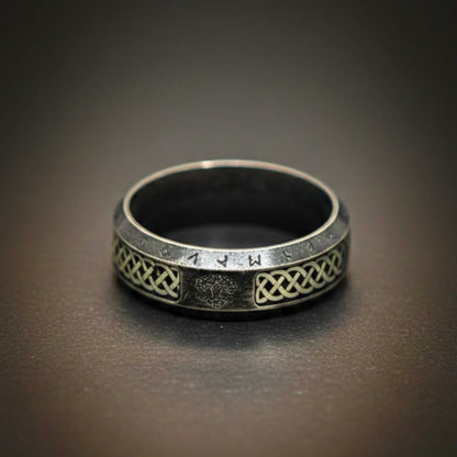 AUREX RUNE - Oxidized Black - Pure Stainless Steel Men’s Black - Plated Ring (Size : 17-22-26) — Rings for Men | THE MEN THING