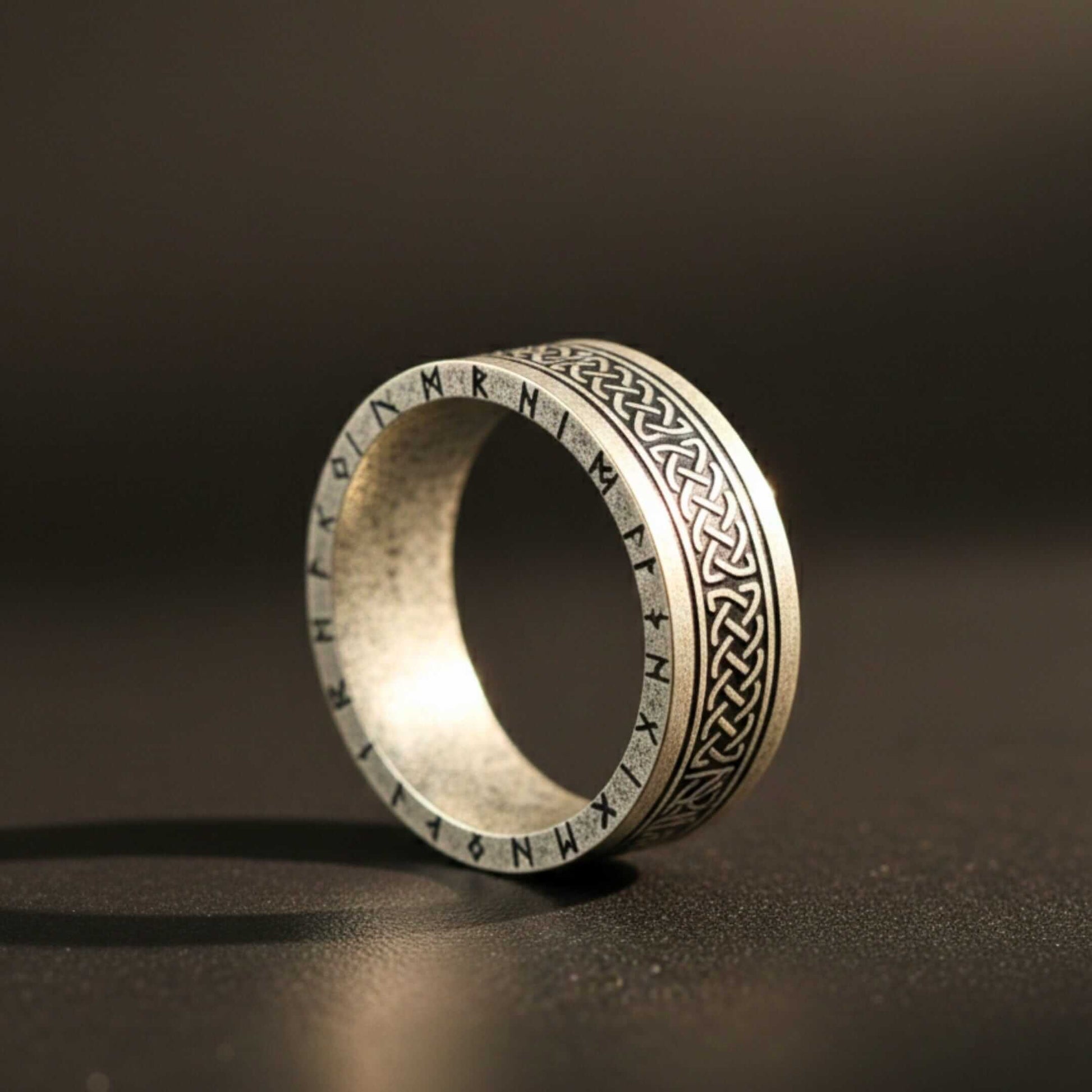 AUREX RUNE - Oxidized Steel Pure Stainless Steel Men’s Steel - Plated Ring (Size : 17-22-26) — Rings for Men | THE MEN THING
