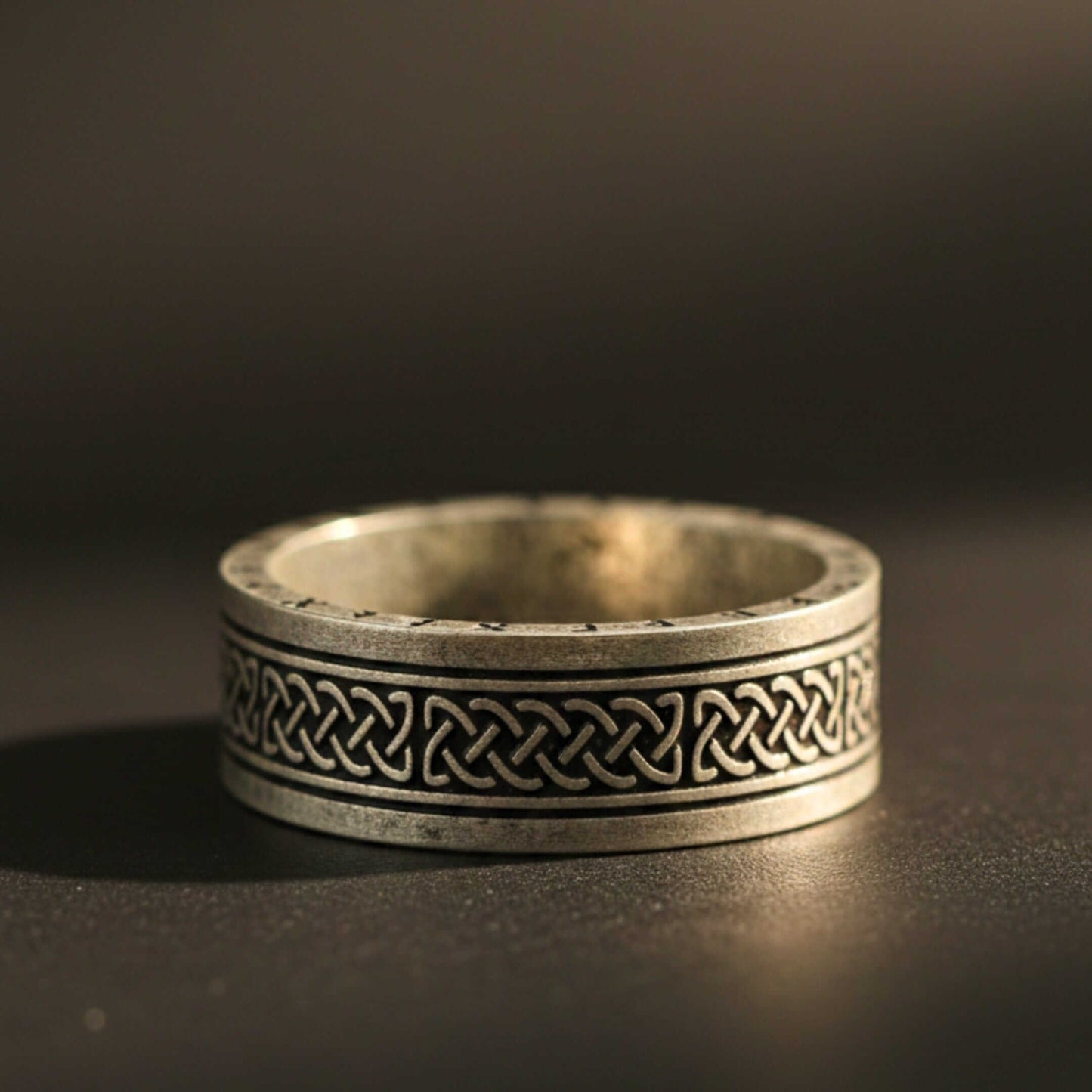 AUREX RUNE - Oxidized Steel Pure Stainless Steel Men’s Steel - Plated Ring (Size : 17-22-26) — Rings for Men | THE MEN THING